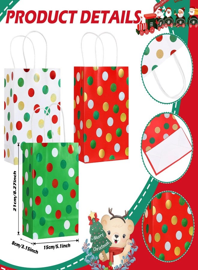 Eaasty 24 Pcs Christmas Gift Bags Bulk with Handles, Glitter 6x8x3'' Xmas Kraft Paper Goody Bags for Christmas Party Favors Birthday Friends Holidays Packing Wrapping Treat, 3 Style - Image 3